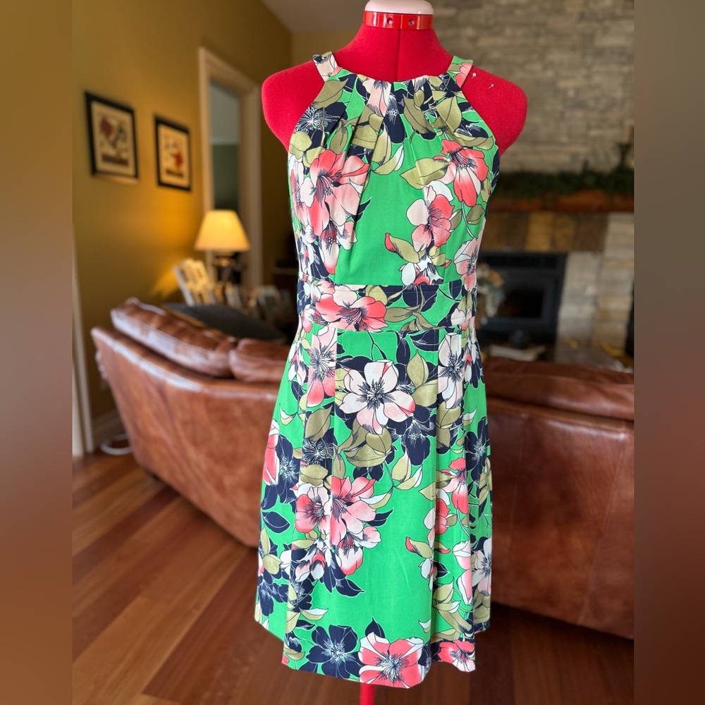 Floral Green Halter Dress